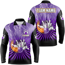 Load image into Gallery viewer, Mens Bowling Shirts Custom lightning storm vintage Bowling Team Jersey, gift for Bowlers | Purple NQS8283