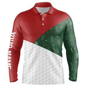 Red, White and Green Christmas pattern Mens golf polo shirt custom Christmas golf outfits for mens NQS8974