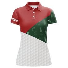 Load image into Gallery viewer, Red, White and Green Christmas pattern Women golf polo shirts custom Christmas golf outfits for ladies NQS8974