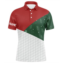 Load image into Gallery viewer, Red, White and Green Christmas pattern Mens golf polo shirt custom Christmas golf outfits for mens NQS8974