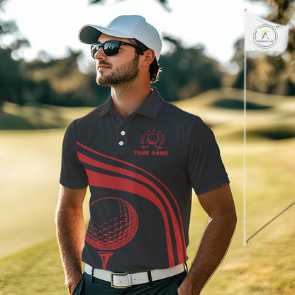 Personalized polo golf shirts for men custom black and red mens golf shirts team golf jersey NQS11075