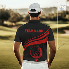 Load image into Gallery viewer, Personalized polo golf shirts for men custom black and red mens golf shirts team golf jersey NQS11075