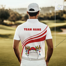 Load image into Gallery viewer, Personalized Christmas polo golf shirts for men custom white and red mens golf wear team golf jersey NQS11076