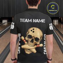 Load image into Gallery viewer, Personalized Skull Bowling Shirts For Men Custom Team&#39;s Name Skull Bowler Jerseys | Black NQS11081