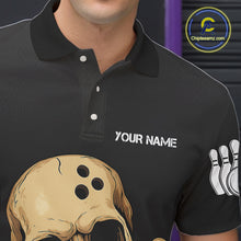 Load image into Gallery viewer, Personalized Skull Bowling Shirts For Men Custom Team&#39;s Name Skull Bowler Jerseys | Black NQS11081