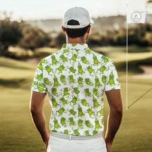 Load image into Gallery viewer, Funny Green Frog pattern Mens Golf polo shirts Custom golf attire for men, gift for golfers NQS11285