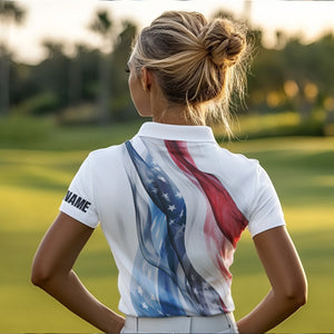 Red, White and Blue American flag Women golf polo shirts Customize patriotic Ladies golf wear NQS9406