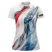 Load image into Gallery viewer, Red, White and Blue American flag Women golf polo shirts Customize patriotic Ladies golf wear NQS9406