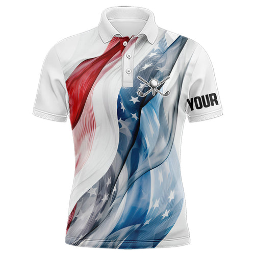 Red, White and Blue American flag Men golf polo shirts Customize patriotic Mens golf wear NQS9406