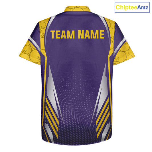 Purple And Yellow Custom Hawaiian bowling shirts, Personalized bowling outfit team bowling jersey NQS11493