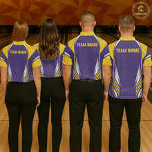 Load image into Gallery viewer, Purple And Yellow Custom bowling shirts for Women, Personalized bowling outfit team bowling jersey NQS11493