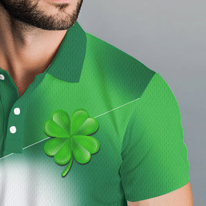 Mens golf polo shirt custom name green clover St Patrick day golf shirts, golfing gifts NQS4741