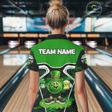 Load image into Gallery viewer, Funny Bowling and Beer Green Shamrock Bowling shirts for Women Custom St Patrick Team bowling Jerseys NQS11672