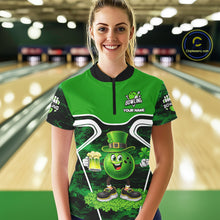 Load image into Gallery viewer, Funny Bowling and Beer Green Shamrock Bowling shirts for Women Custom St Patrick Team bowling Jerseys NQS11672