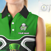 Load image into Gallery viewer, Funny Golf and Beer Green Shamrock Sleeveless Golf shirt Custom St Patrick Team Ladies Golf Jerseys NQS11673