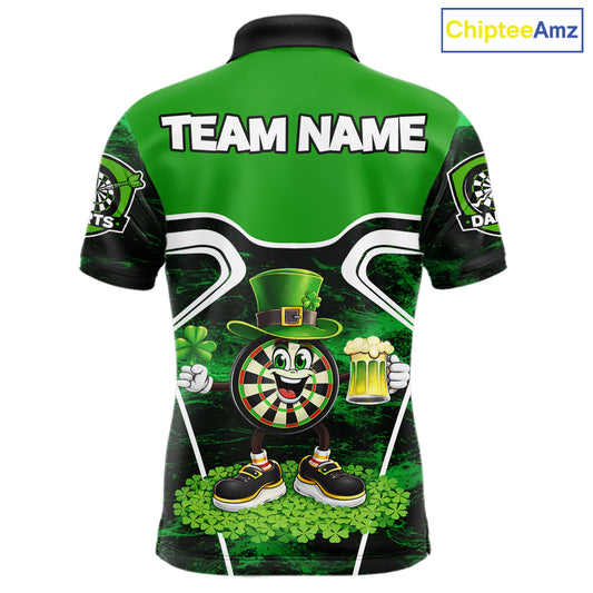Funny Dart and Beer Green Shamrock Men Dart Shirts Custom St Patrick Team Mens Dart Jerseys NQS11674