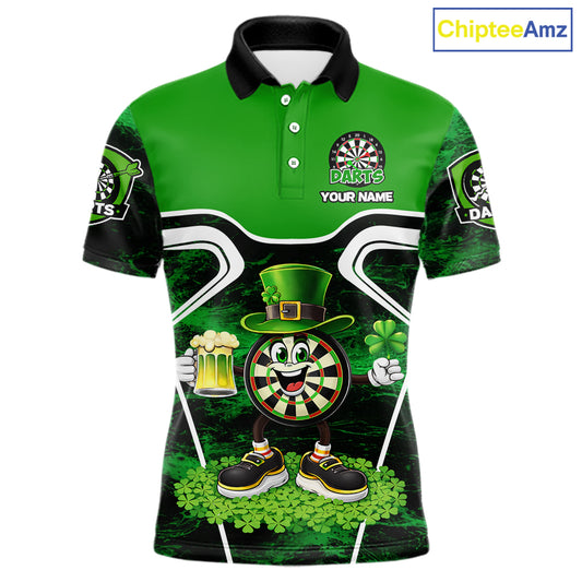Funny Dart and Beer Green Shamrock  Men Dart Shirts Custom St Patrick Team Mens Dart Jerseys NQS11674