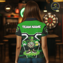 Load image into Gallery viewer, Funny Dart and Beer Green Shamrock Women Dart Shirts Custom St Patrick Team Ladies Dart Jerseys NQS11674