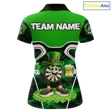 Load image into Gallery viewer, Funny Dart and Beer Green Shamrock Women Dart Shirts Custom St Patrick Team Ladies Dart Jerseys NQS11674
