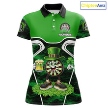Load image into Gallery viewer, Funny Dart and Beer Green Shamrock Women Dart Shirts Custom St Patrick Team Ladies Dart Jerseys NQS11674