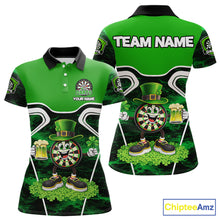 Load image into Gallery viewer, Funny Dart and Beer Green Shamrock Women Dart Shirts Custom St Patrick Team Ladies Dart Jerseys NQS11674