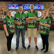 Load image into Gallery viewer, Funny Dart and Beer Green Shamrock Women Dart Shirts Custom St Patrick Team Ladies Dart Jerseys NQS11674