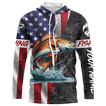 Load image into Gallery viewer, American Flag redfish Fishing Custom long sleeve Fishing Shirts for men personalized Fishing jerseys NQS4957