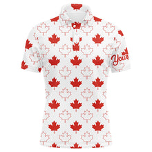 Load image into Gallery viewer, Mens golf polo shirts Red Canada maple leaf pattern custom team golf polo shirts, mens golf tops NQS5778