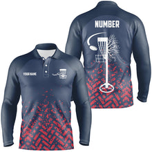 Load image into Gallery viewer, Blue and Red camo Mens disc golf polo shirts custom disc golf basket jerseys for team NQS7864