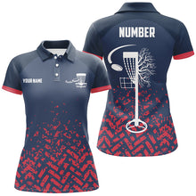 Load image into Gallery viewer, Blue and Red camo Women disc golf polo shirts custom disc golf basket jerseys for team NQS7864