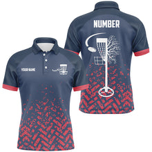 Load image into Gallery viewer, Blue and Red camo Mens disc golf polo shirts custom disc golf basket jerseys for team NQS7864