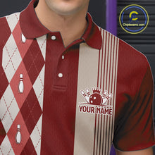 Load image into Gallery viewer, Retro Red argyle pattern Bowling shirts For Men custom bowling team jerseys Bowler Outfits NQS10151