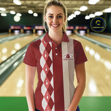 Load image into Gallery viewer, Retro Red argyle pattern Bowling shirts For Women custom bowling team jerseys Bowler Outfits NQS10151