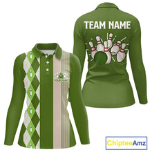 Load image into Gallery viewer, Retro Green argyle pattern Bowling shirts For Women custom bowling team jerseys Bowler Outfits NQS10152