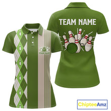 Load image into Gallery viewer, Retro Green argyle pattern Bowling shirts For Women custom bowling team jerseys Bowler Outfits NQS10152