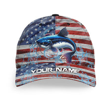 Load image into Gallery viewer, American flag patriot Catfish Fishing Baseball Angler Hat Cap, Personalized Blue Catfish Fishing Gifts NQS8295