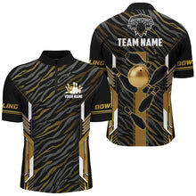 Load image into Gallery viewer, Black And Gold zebra pattern Bowling Shirts For Men, Personalized Bowling Team Jerseys Bowler Outfit NQS8300