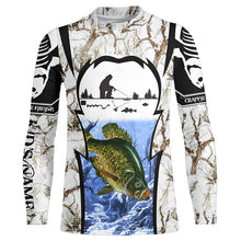 Load image into Gallery viewer, Winter crappie Ice fishing camo Customize name Performance Long Sleeve fishing shirts for men, women NQS1012