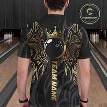 Load image into Gallery viewer, Black and Gold Dragon tribal crown Bowling ball Shirts for Men Custom Bowling Team League Jerseys NQS10903