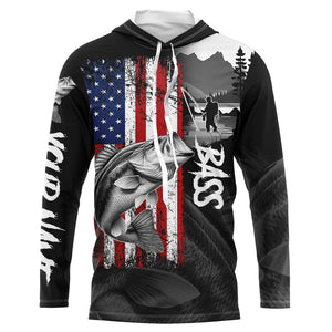 American Flag Bass Fishing Custom long sleeve performance Fishing Shirts, Bass fishing jerseys NQS8980