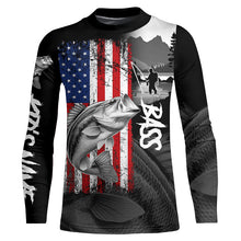 Load image into Gallery viewer, American Flag Bass Fishing Custom long sleeve performance Fishing Shirts, Bass fishing jerseys NQS8980