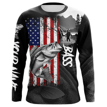 Load image into Gallery viewer, American Flag Bass Fishing Custom long sleeve performance Fishing Shirts, Bass fishing jerseys NQS8980