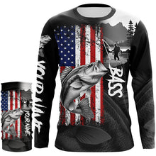 Load image into Gallery viewer, American Flag Bass Fishing Custom long sleeve performance Fishing Shirts, Bass fishing jerseys NQS8980