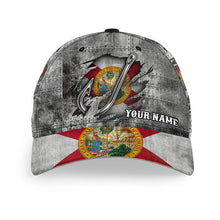 Load image into Gallery viewer, Florida flag fish hook fishing camo Custom fishing hat Unisex Fishing Baseball Angler flag hat cap NQS9216