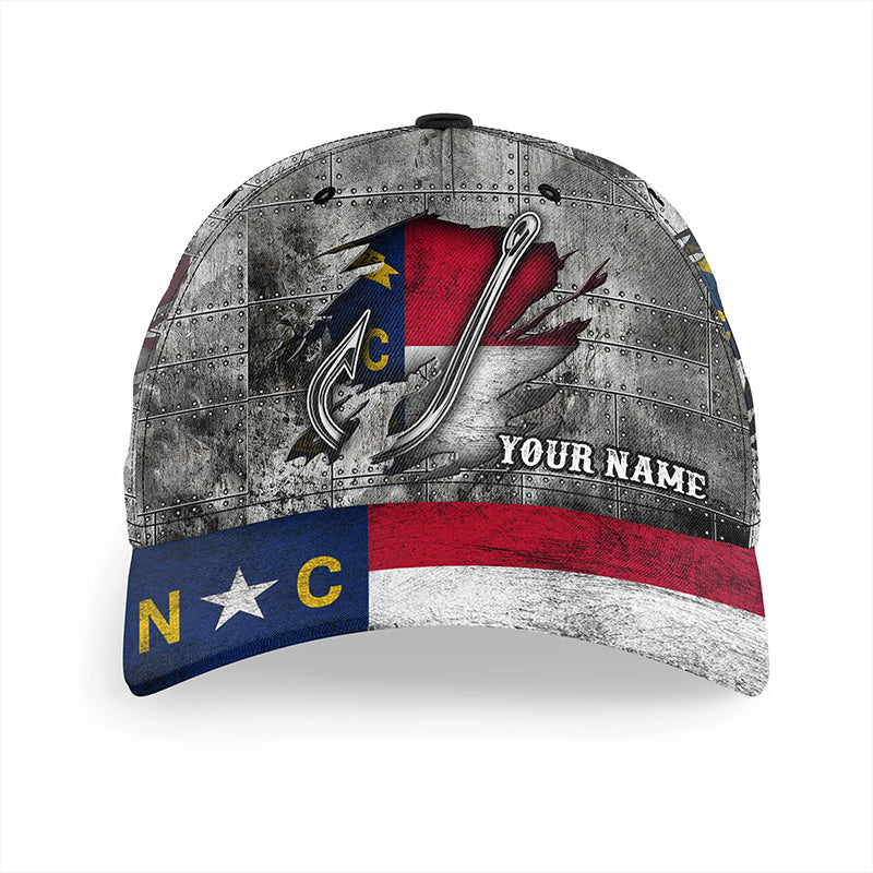 North Carolina flag fish hook fishing camo Custom fishing hat Fishing Baseball Angler flag hat cap NQS9217