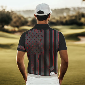 Black and Red American flag Men golf polo shirts Customize patriotic golf shirt for mens NQS9413