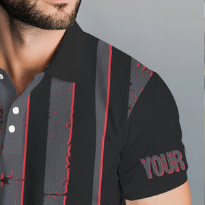 Black and Red American flag Men golf polo shirts Customize patriotic golf shirt for mens NQS9413