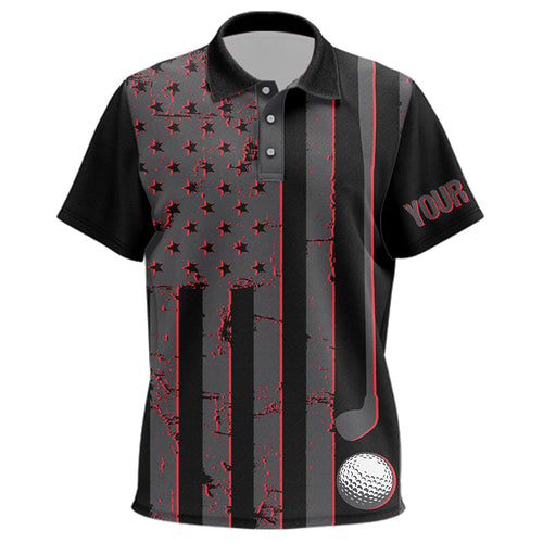 Black and Red American flag Kid golf polo shirts Customize patriotic golf shirt for Kid NQS9413