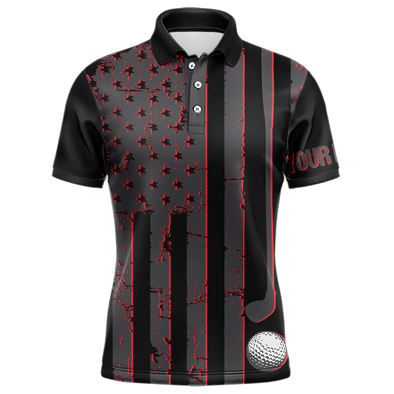 Black and Red American flag Men golf polo shirts Customize patriotic golf shirt for mens NQS9413