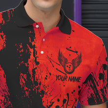 Load image into Gallery viewer, Black and Red Mens Bowling Polo, Quarter Zip Shirts Custom Bowling Team League Jerseys NQS9569